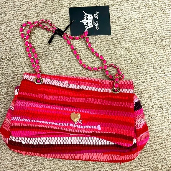 MIA | Bags | Mia Bag Italy Tracolla Gipsy Fuxia Rigato Woven Rug 